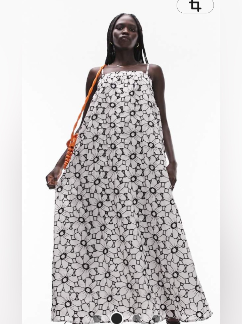 Topshop Black and White Eyelet  Chuck on Midi/Maxi  Dress in Mono NWT size 8-10